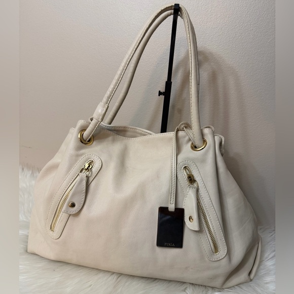 Furla Handbags - Furla Ivory Shoulder Bag with Gold Accents